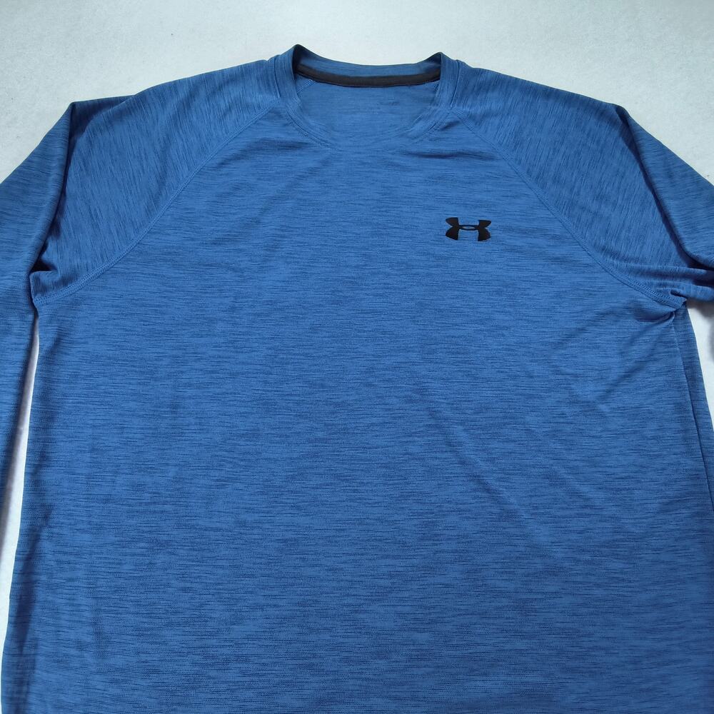 Under Armour Crew Neck Long Sleeve Graphic Shirt Mens Size Large L Blue